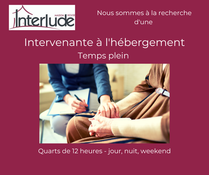 Intervenante à l'hébergement - Temps plein